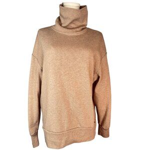 ZARA Womens Small Camel Oversized Turtleneck Sweatshirt Cotton/Polyester Blend